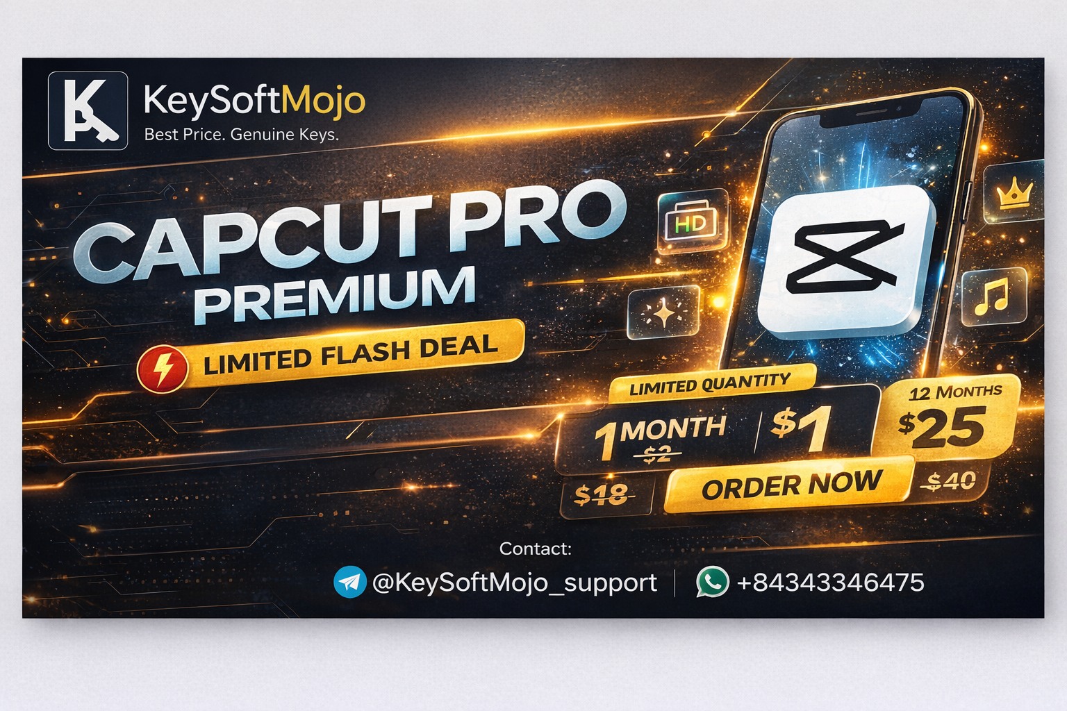 CapCut Pro Sale Banner - KeySoftMoJo